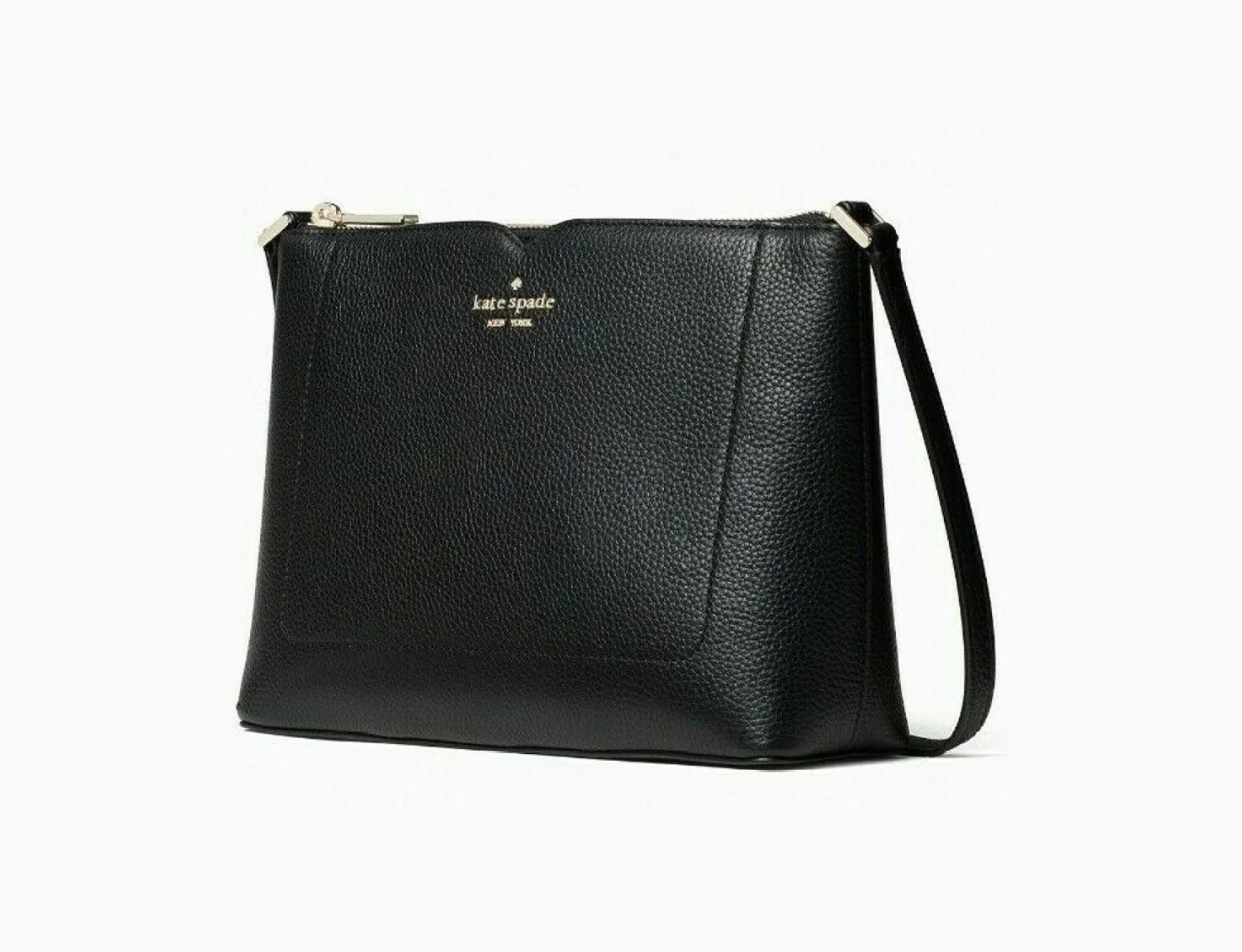 Kate Spade Harlow Large Top Zip Crossbody Black Pebbled Leather