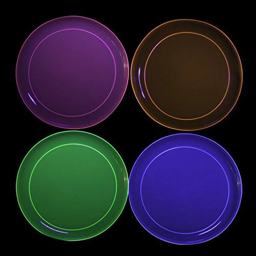 Party Essentials Hard Plastic 9-Inch Round Party/Luncheon Plates, Assorted Neon, 40-Count