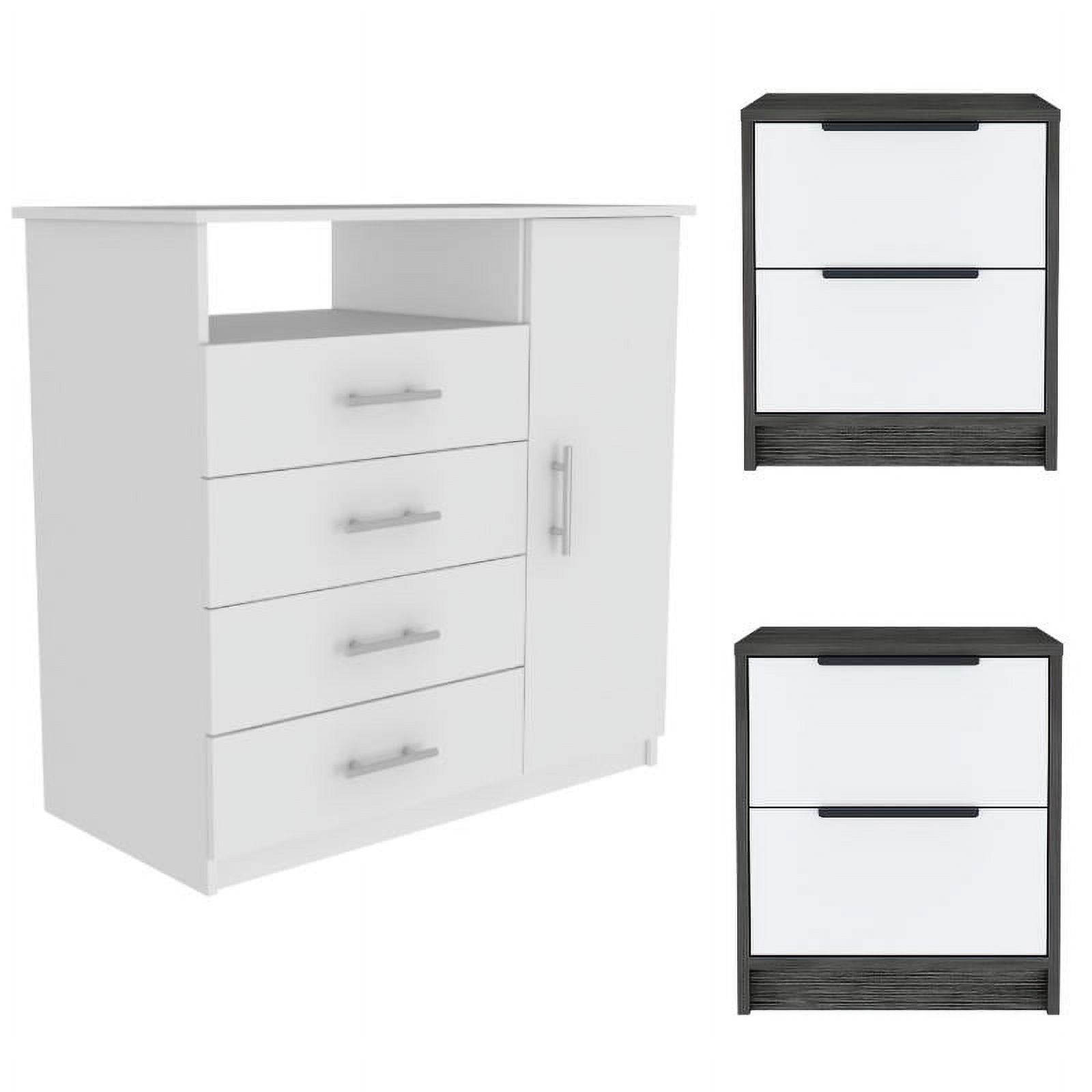 Home Square 3-Piece Set with Four Drawer Dresser and 2 Nightstands For Bedroom