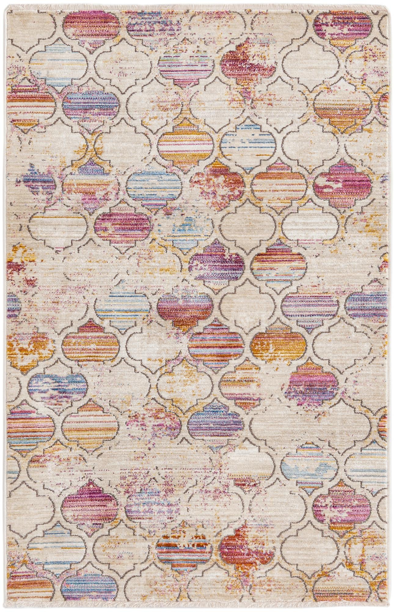 Rugs.com Deepa Collection Rug – 3' x 5' Multi Medium Rug Perfect For Entryways, Kitchens, Breakfast Nooks, Accent Pieces