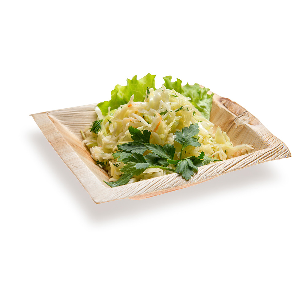 Indo 12 oz Square Natural Palm Leaf Bowl - 6 1/2