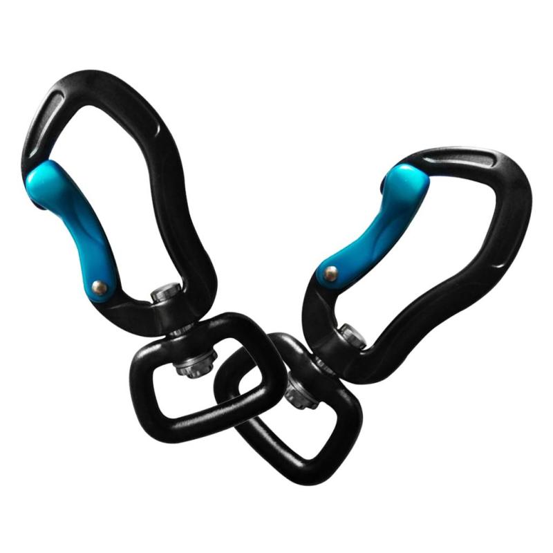 1 Pair Swivel Carabiner Hanging Connect Hook Camping 71mm black square eye