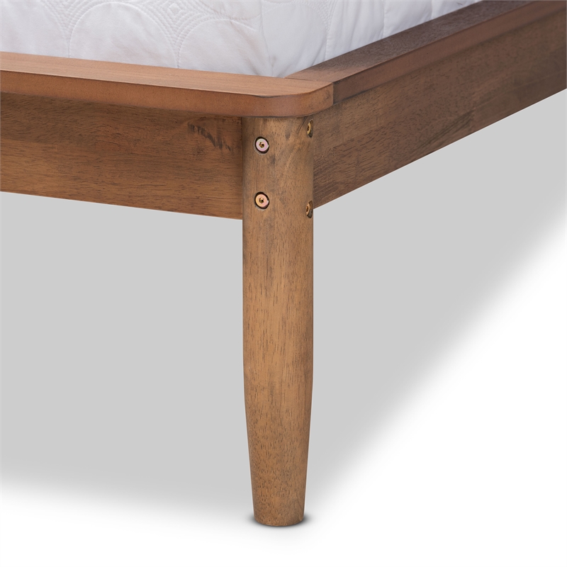 Bowery Hill Mid-Century Wood Queen Size Platform Bed in Ash Walnut