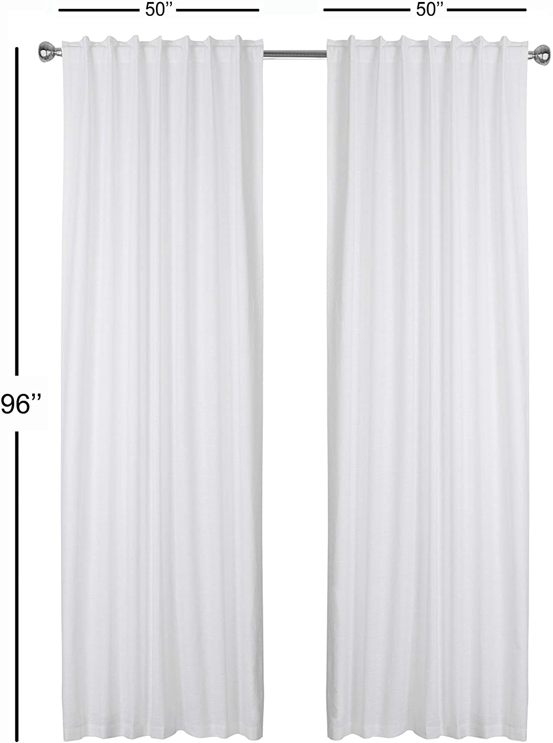 White Cotton Curtains Set Of 2,White Cotton Curtains 50 Inch Wide & 96 Inch Long, White,Farm House Curtain,Tab Top curtains,White Cotton Curtain,White Panel Curtains,Cotton Slub Duck Curtains 50x96 White