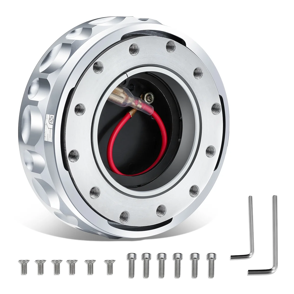 J2 Engineering J2-QR-ZTL-9070-SL Universal Fits 6 Bolt 70 / 74mm Steering Wheel Quick Release Hubs Adapter Silver