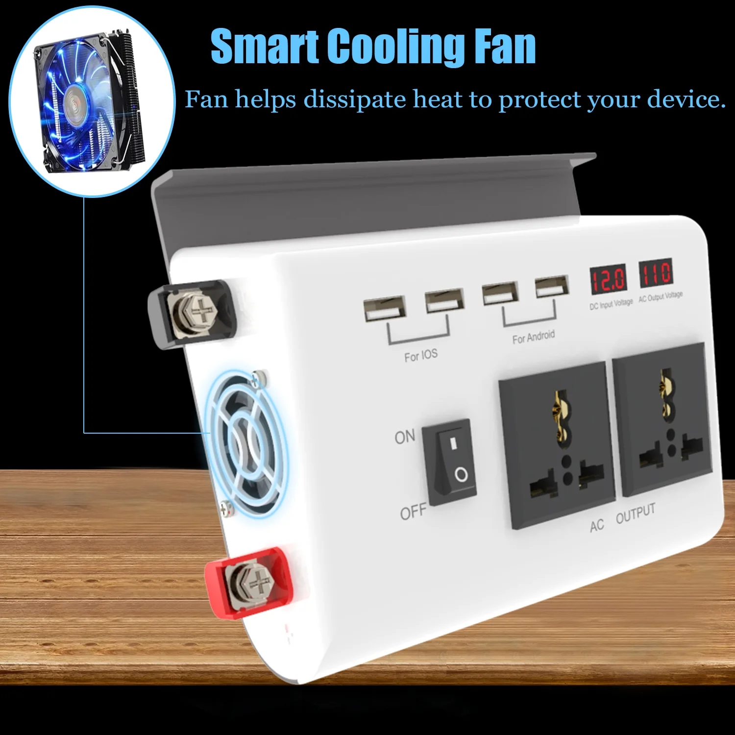 moobody Car Inverter 12V to AC 110V Converter with Dual LCD Screen