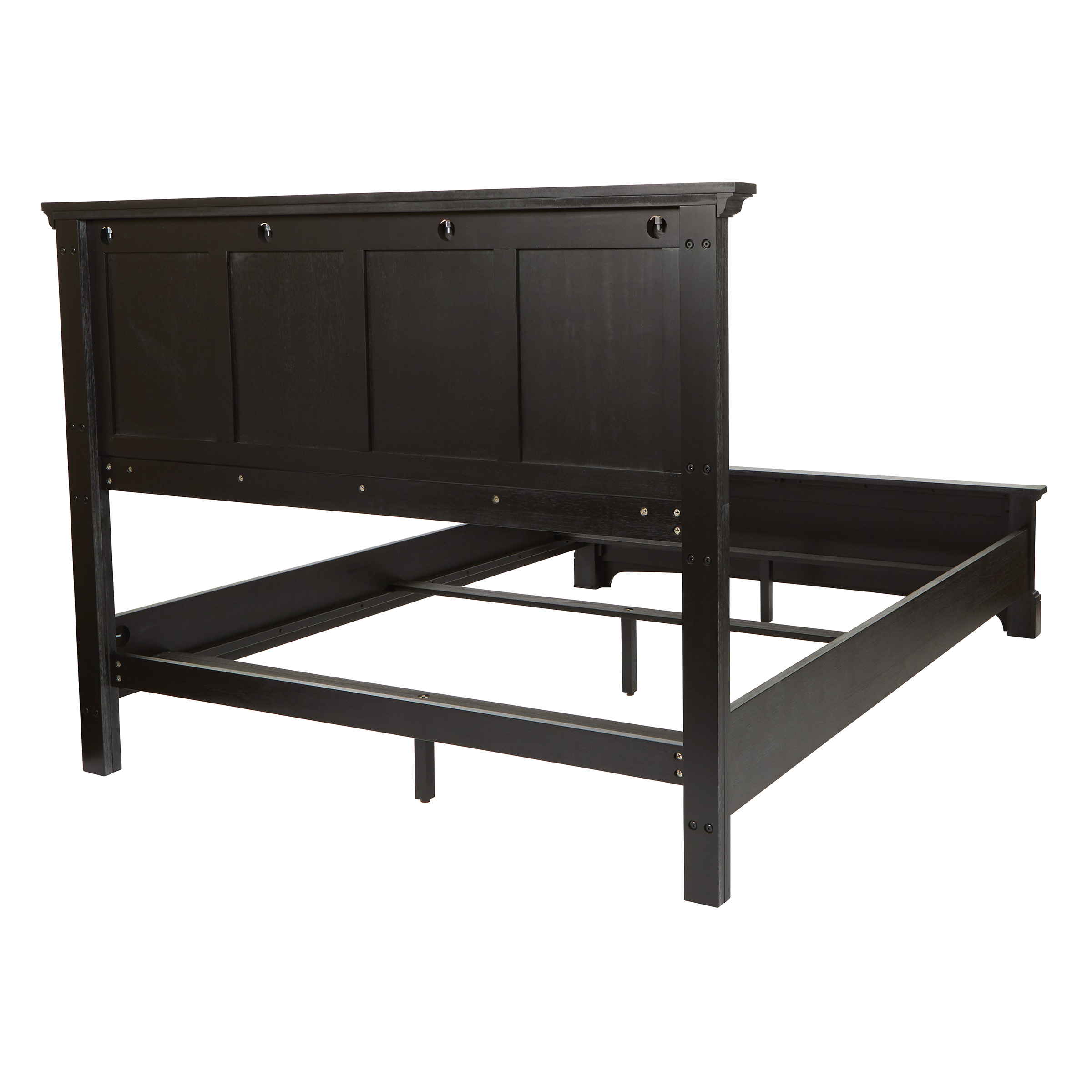 OSP Home Furnishings Farmhouse Basics Queen Bed Set 3/CTN in Rustic Black Finish