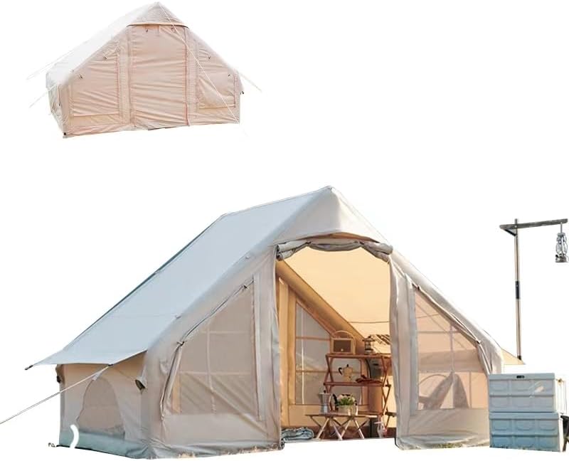 Large Glamping Tent for Camping Adult, Easy Setup Inflatable Night Club with Pump, Oxford Air Tent for Girls, 4-6 Persons, Waterproof