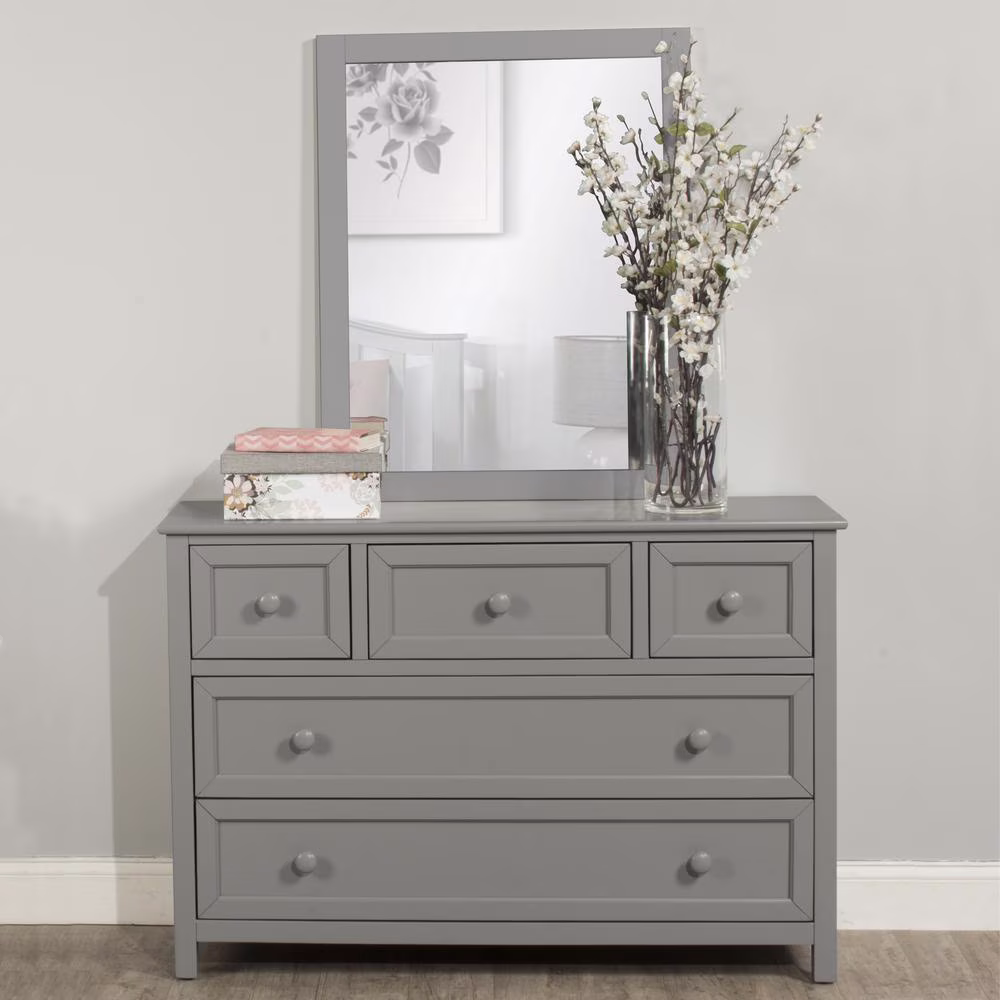 Hillsdale Schoolhouse 4.0 Contemporary Wood Dresser and Mirror in Gray