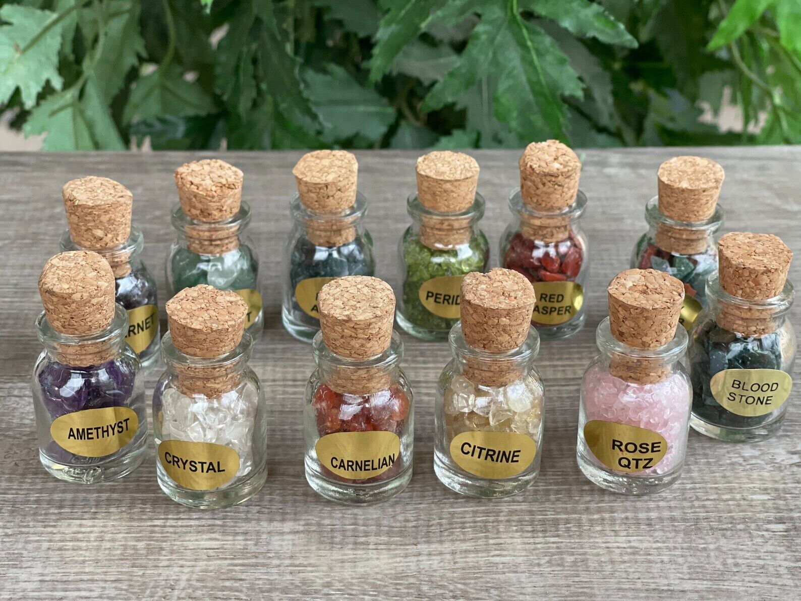 12 Mini Gemstone Bottles Chip Set, Gemstone Chip Bottles, Chakra Crystal