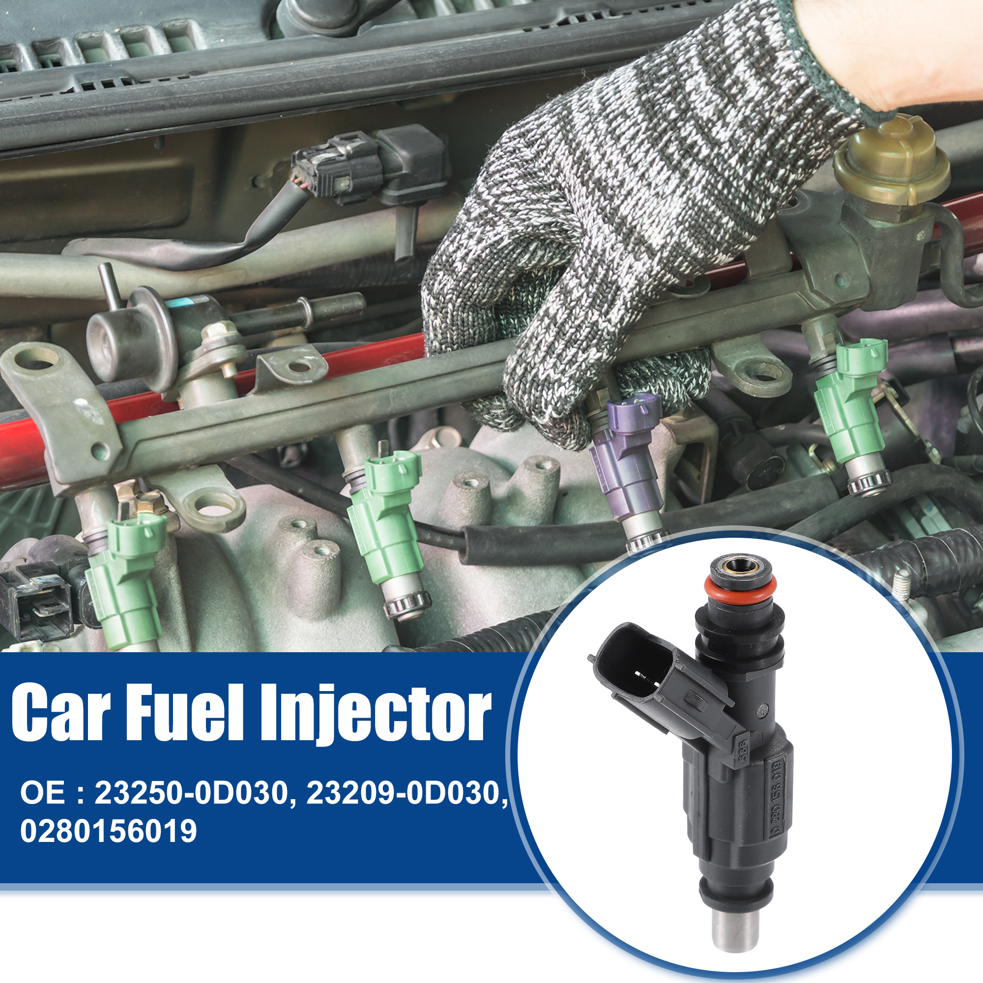 4pcs Car Fuel Injector Nozzle Replacement for Toyota Corolla ZZE150 ZZT250 CDE120 23250-0D030 Gray