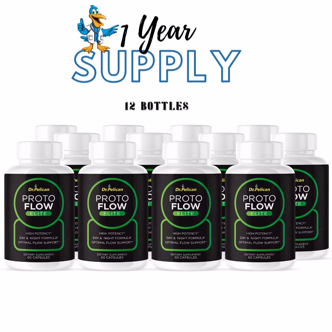 Proto Flow Elite-Optimal Flow Support/Day & Night - 12 Bottles- 720 Capsules- Dr. Pelican
