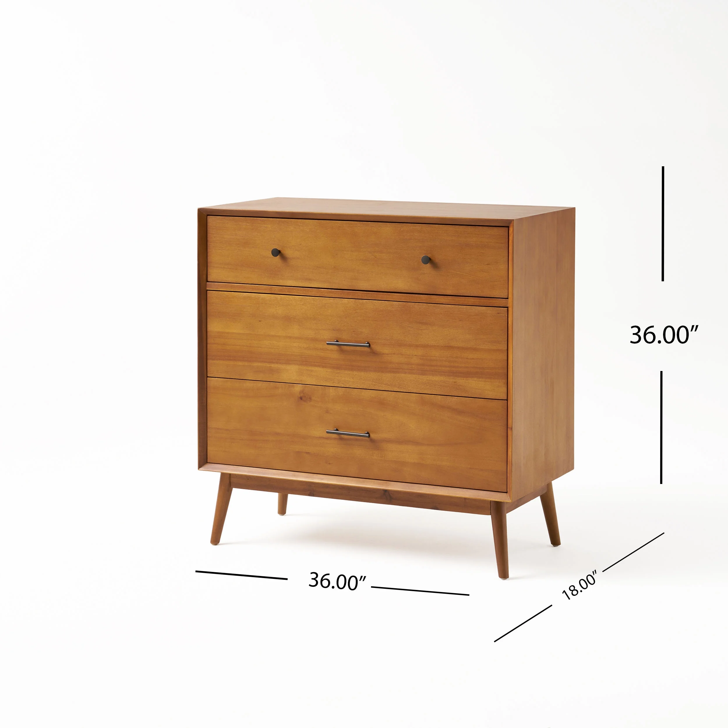 GDF Studio OkiOki Mid Century Bedroom Collection, Natural 3 Drawer King