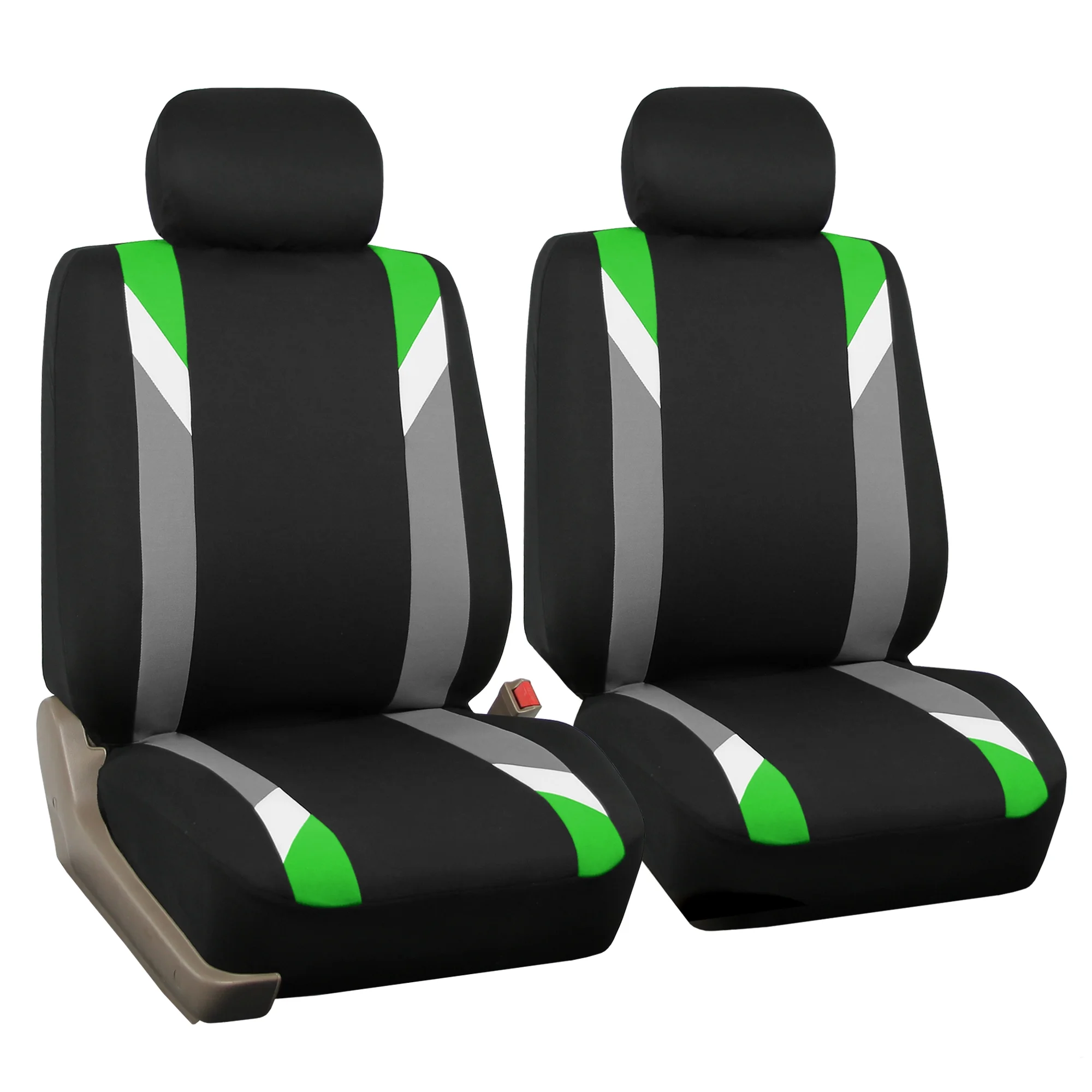 FH Group Premium Modernistic Car Seat Covers Combo, Full Set with Leather Steering Wheel Cover, Green Black