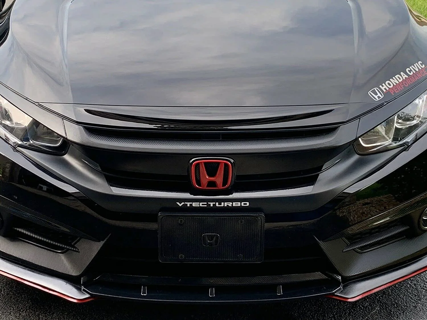 Kojem Front Hood Bonnet Bumper Upper Trim Lip Molding Trim Bar fits 2016 2017 2018 2019 2020 2021 Honda Civic