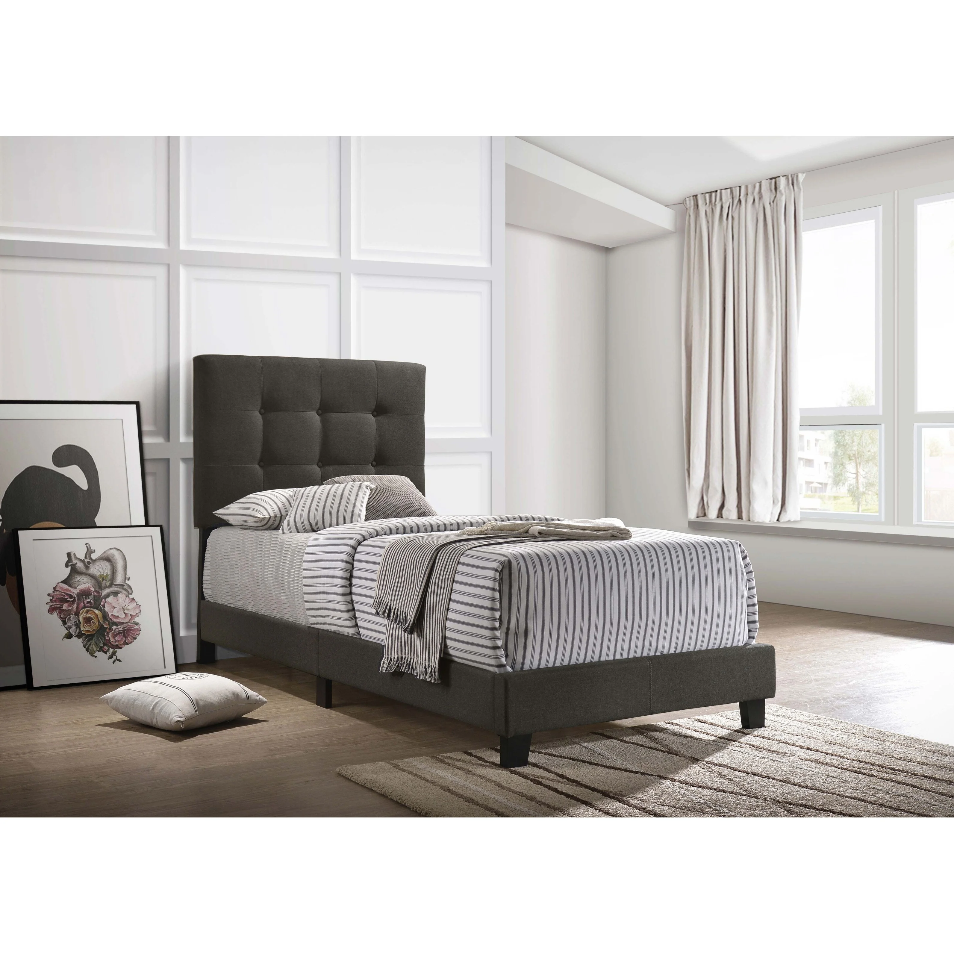 Coaster  Furniture Mapes Tufted Upholstered Bed Charcoal Queen
