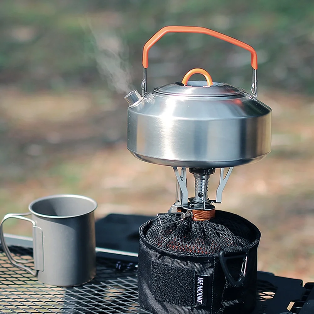 Tomshine 1L Stainless Steel Kettle, AntiScalding SilicaGel Handle, Portable Teapot for Camping and Picnic Cooking