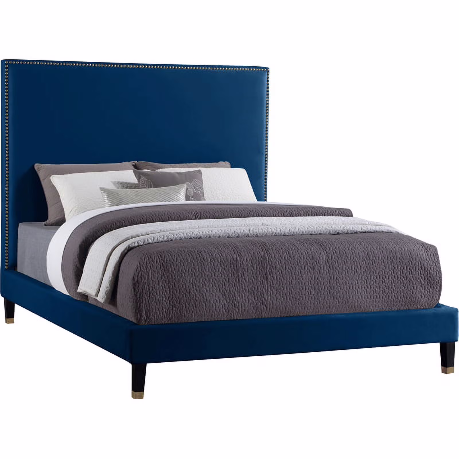 Meridian Furniture Harlie Navy Velvet Queen Bed
