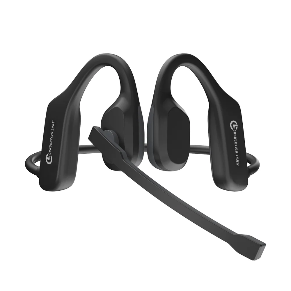 Conduction Labs - Chat Open Ear Communications Headphone with adjustable Boom Mic - Black