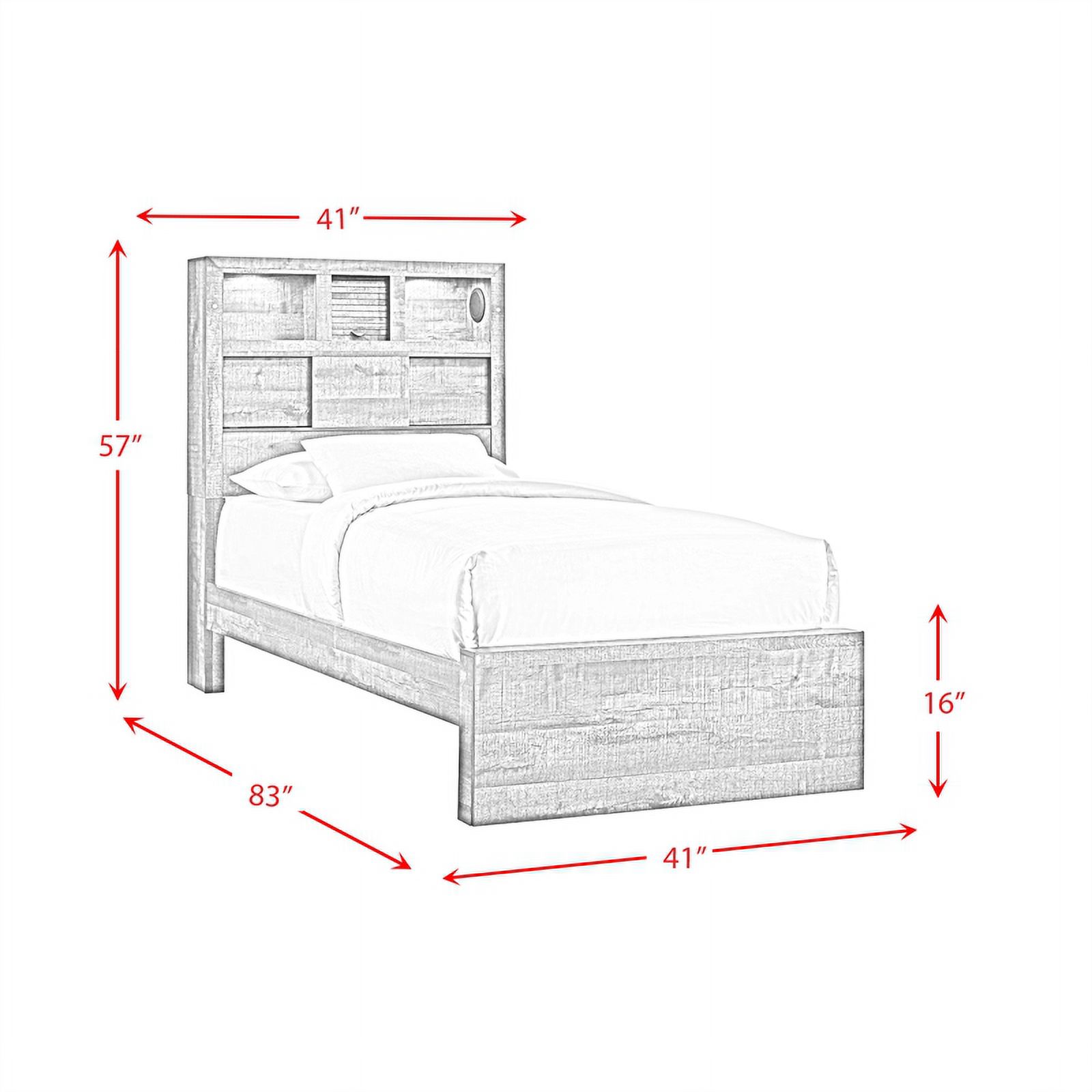 Beckett Twin Bookcase Panel 4PC Bedroom Set with Bluetooth