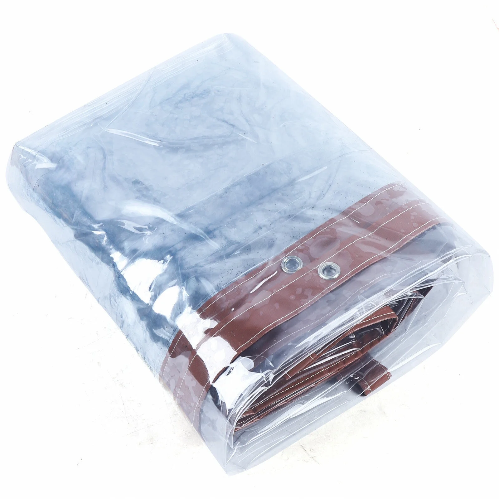 8*16FT Commercial PVC Waterproof Clear Awning Canopy Curtain Enclosure Graden PVC Rainproof Tarpaulin Clear Awning Canopy Agriculture Landscaping Covers Brown PVC Rainproof Tarpaulin Clear