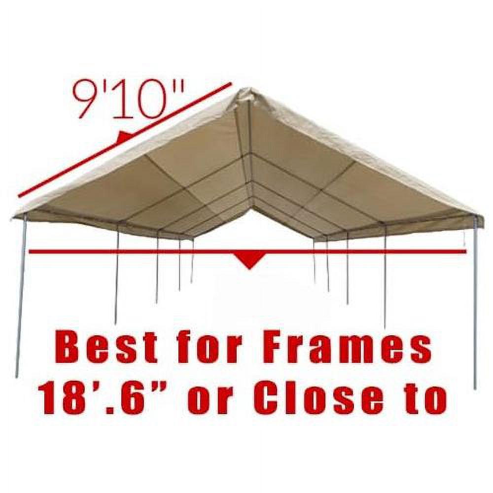 Valanced 20'X20' White Canopy Replacement Cover Top Roof Tarp Shade Vehicle Cover Finished Size 19'.6 X 20'
