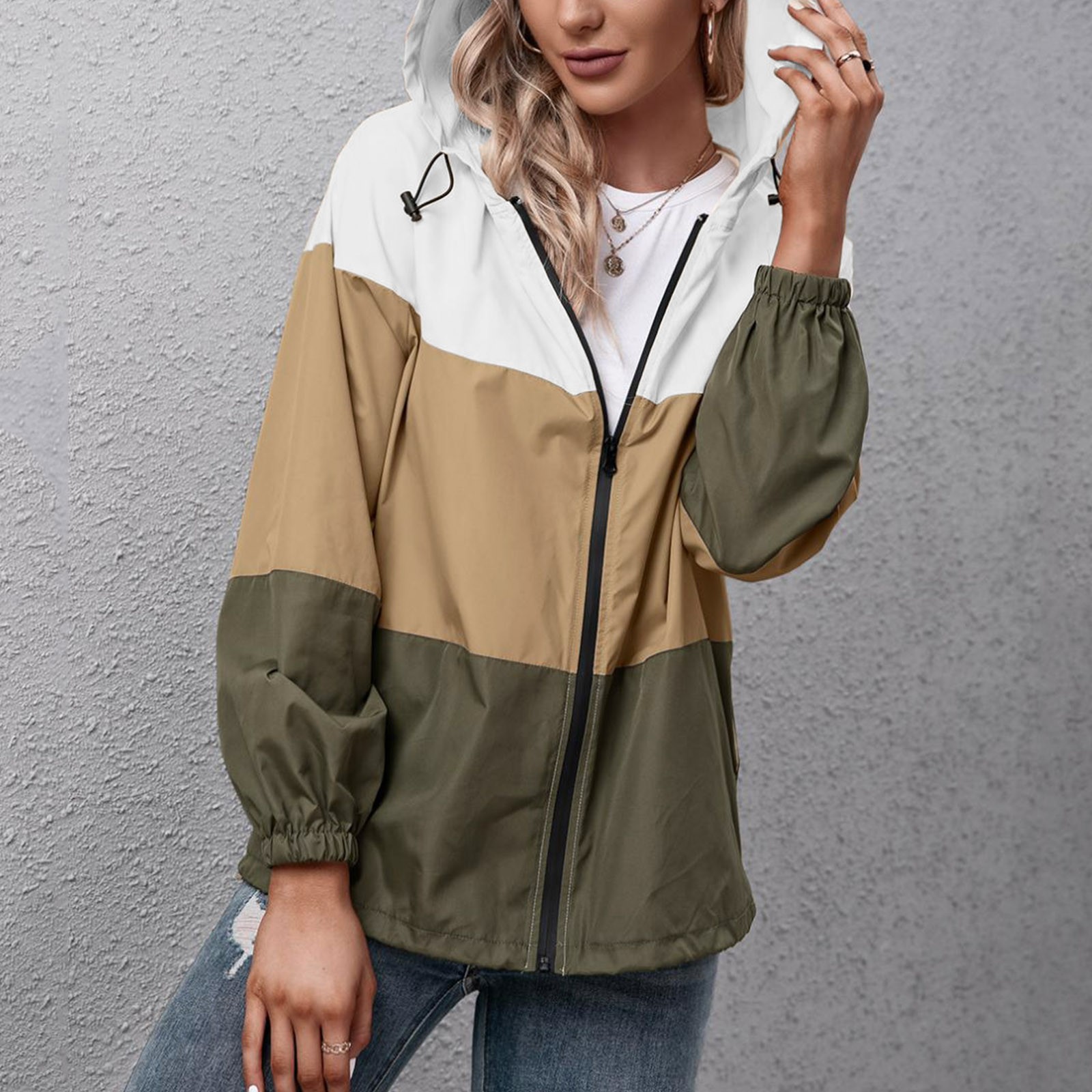 Women's Lightweight Hooded Waterproof Waterproof Raincoat Windbreaker Jacket