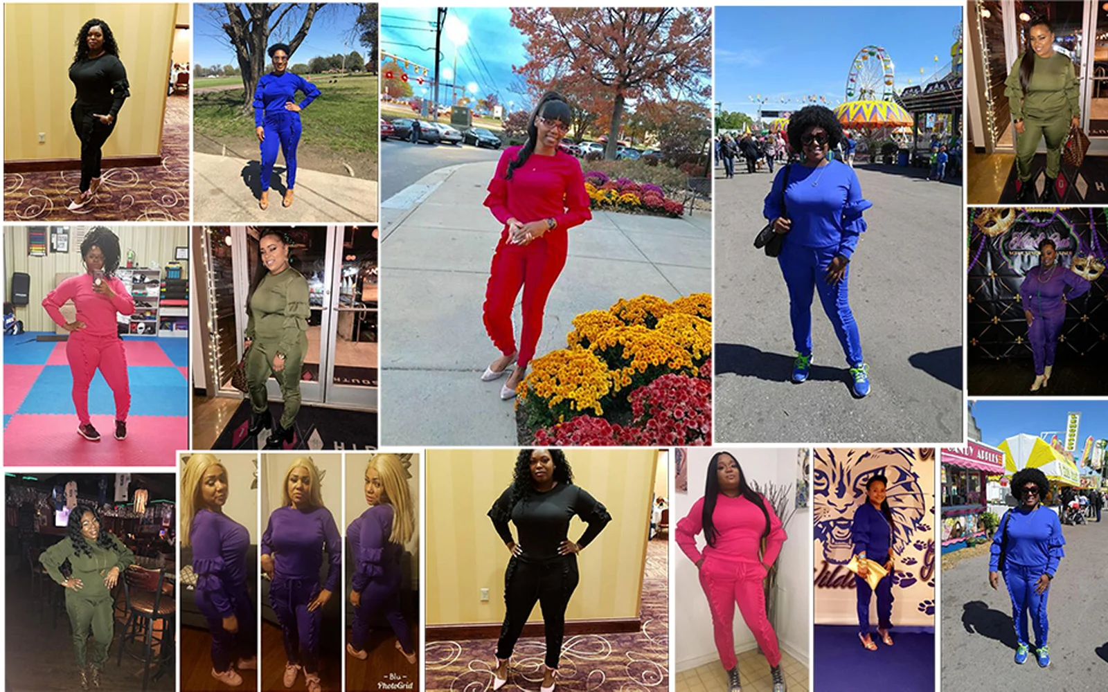 Akmipoem Women 2 Piece Sweatsuits Ruffle Pullover Sweatshirts Jogger Pants Sets Tracksuit