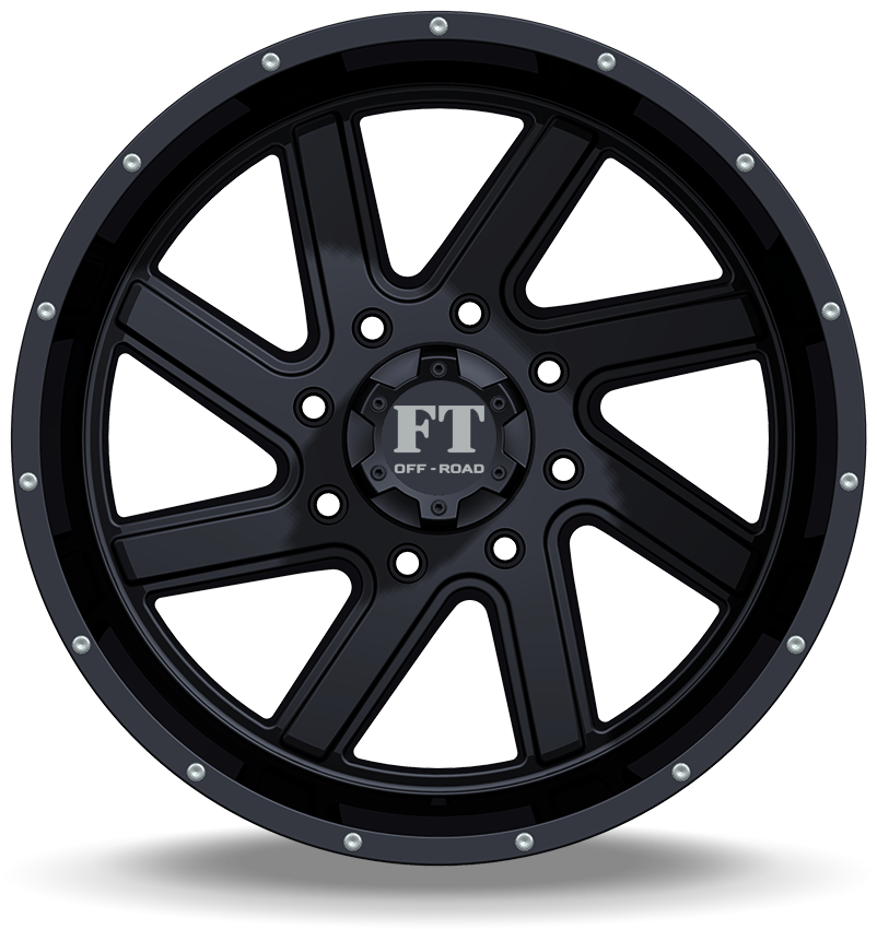 20X12 8-180 Off Road FT-1 Satin Black Wheel -44/130.6