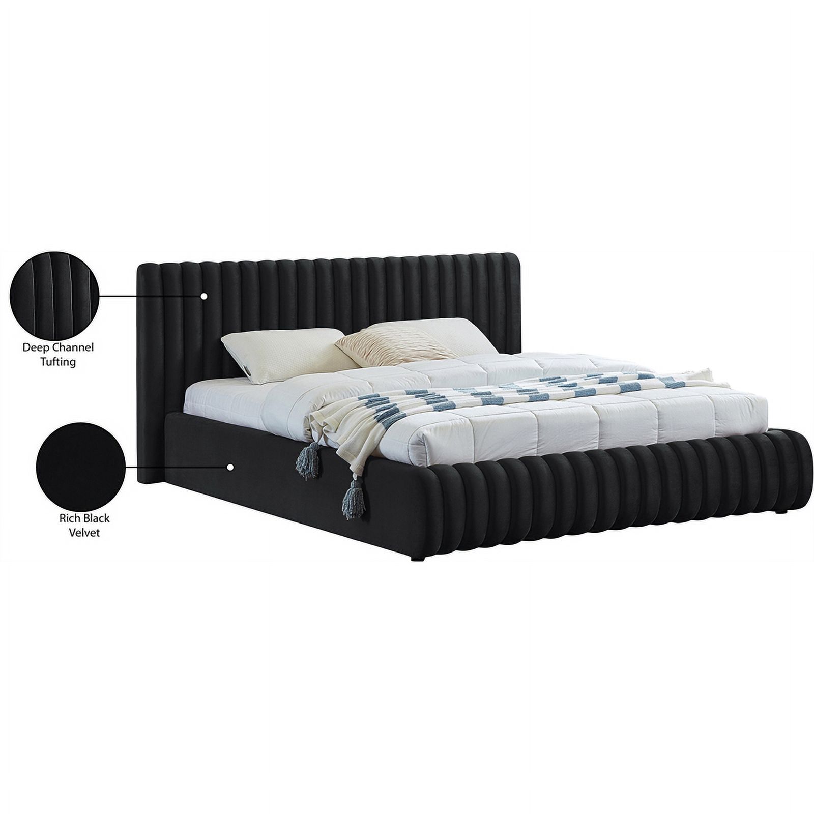 Meridian Furniture Nico Black Velvet King Bed