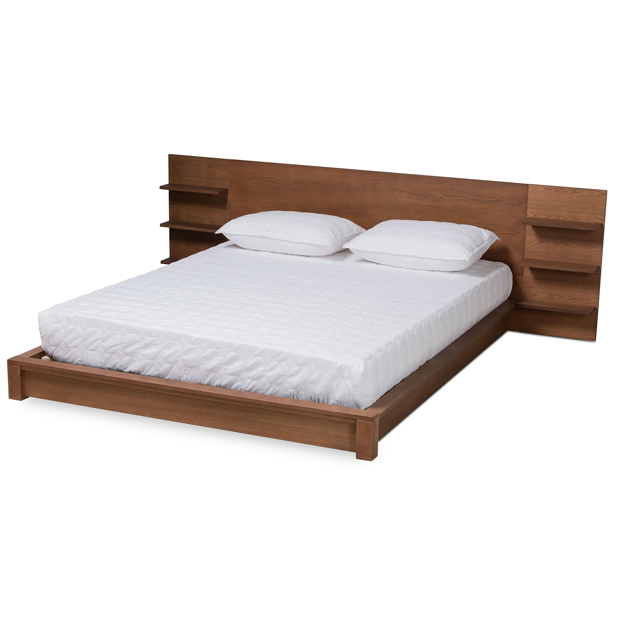 Baxton Studio Elina Contemporary/Modern Engineered Wood Storage Platform Bed, King, Walnut Brown