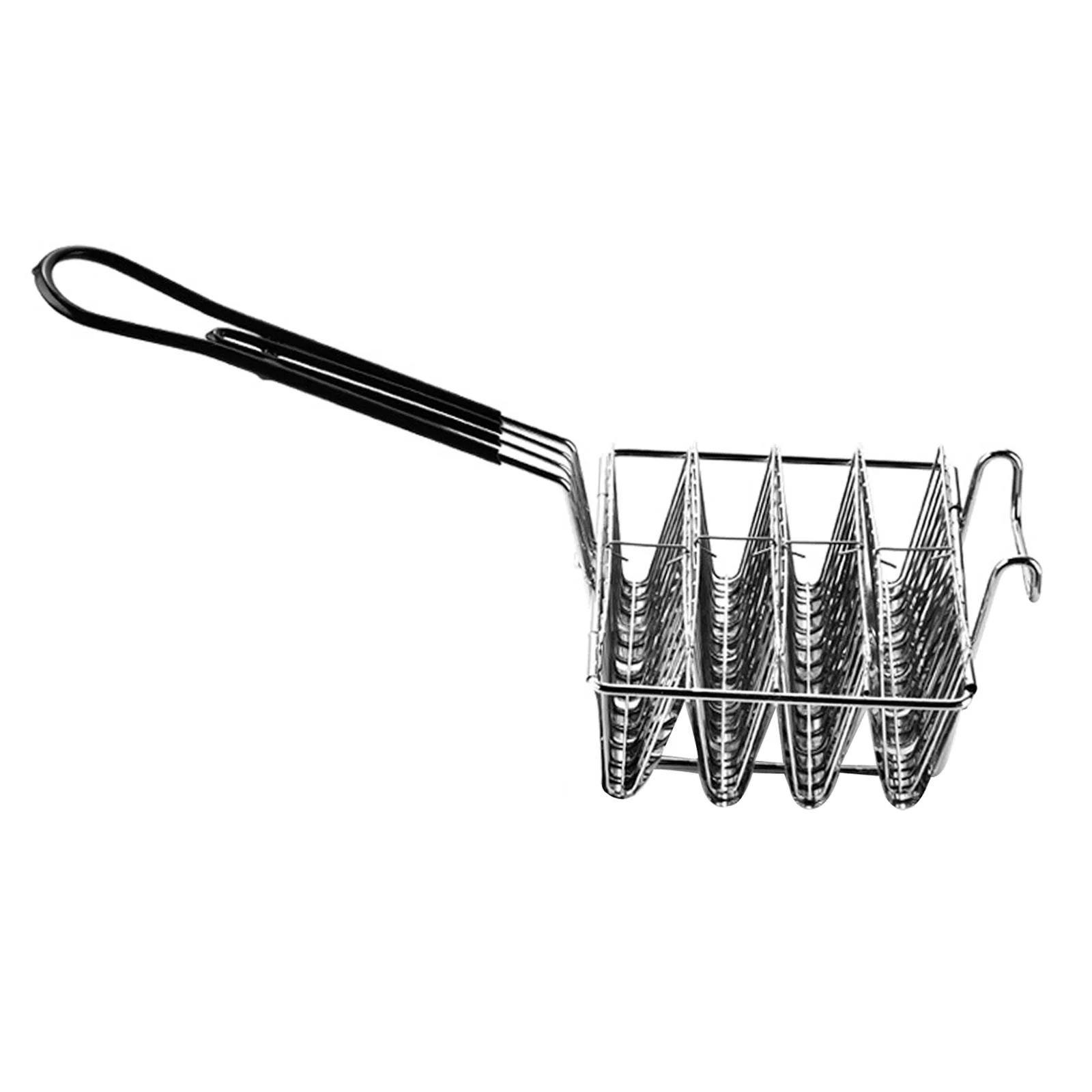 Stainless Steel Taco Fryer 4 Shells/6 Shells Cooking Tool Deep Fryer Fryer Basket Taco Holder for Snack Cart Restaurant Cooking , 4 Shells , Medium 4 Shells V Shape
