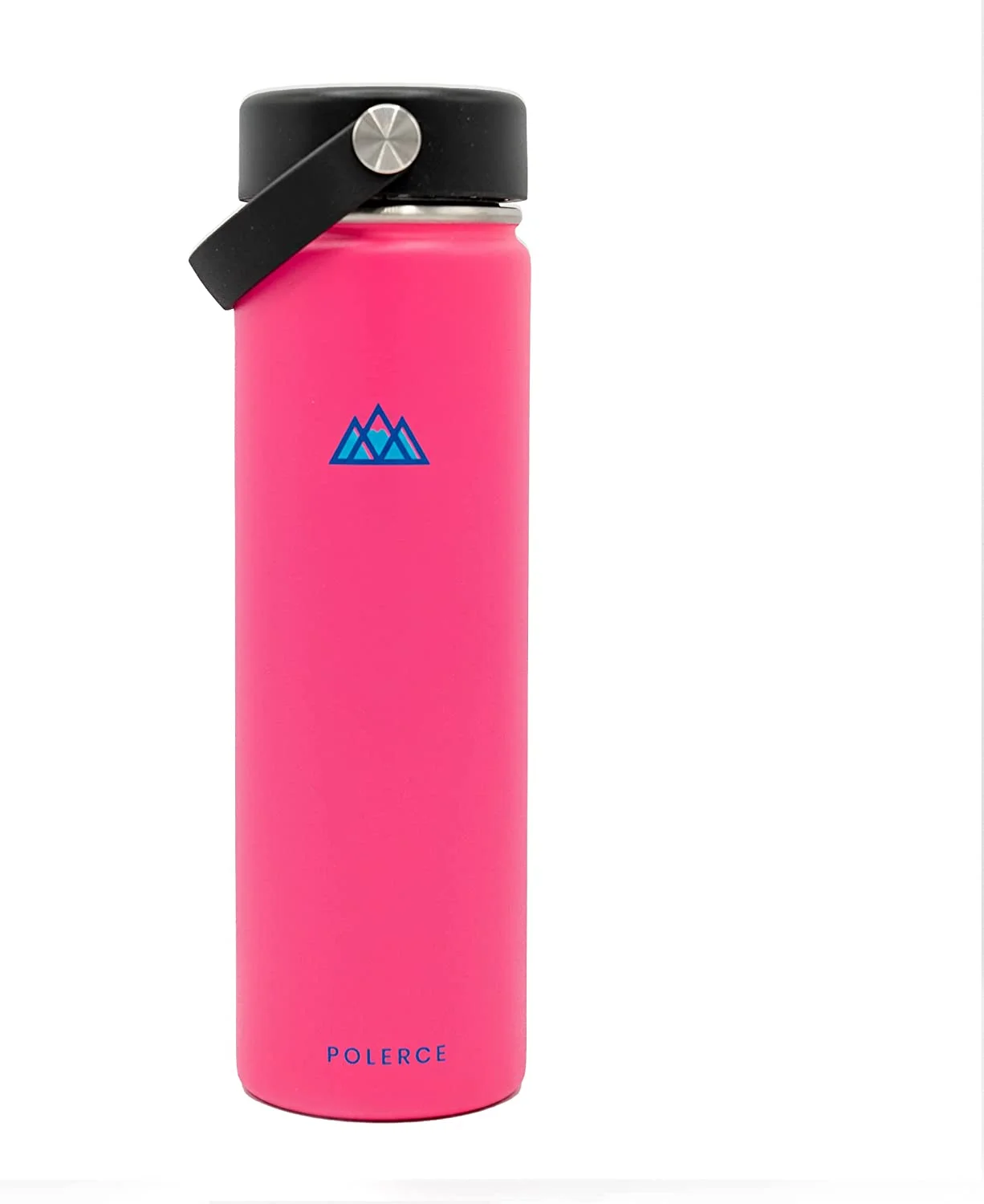 Vacuum Insulated Bottle with 3 Lids - Stainless Steel Thermally Insulated Flask - by Polerce (21 Oz, Pink)