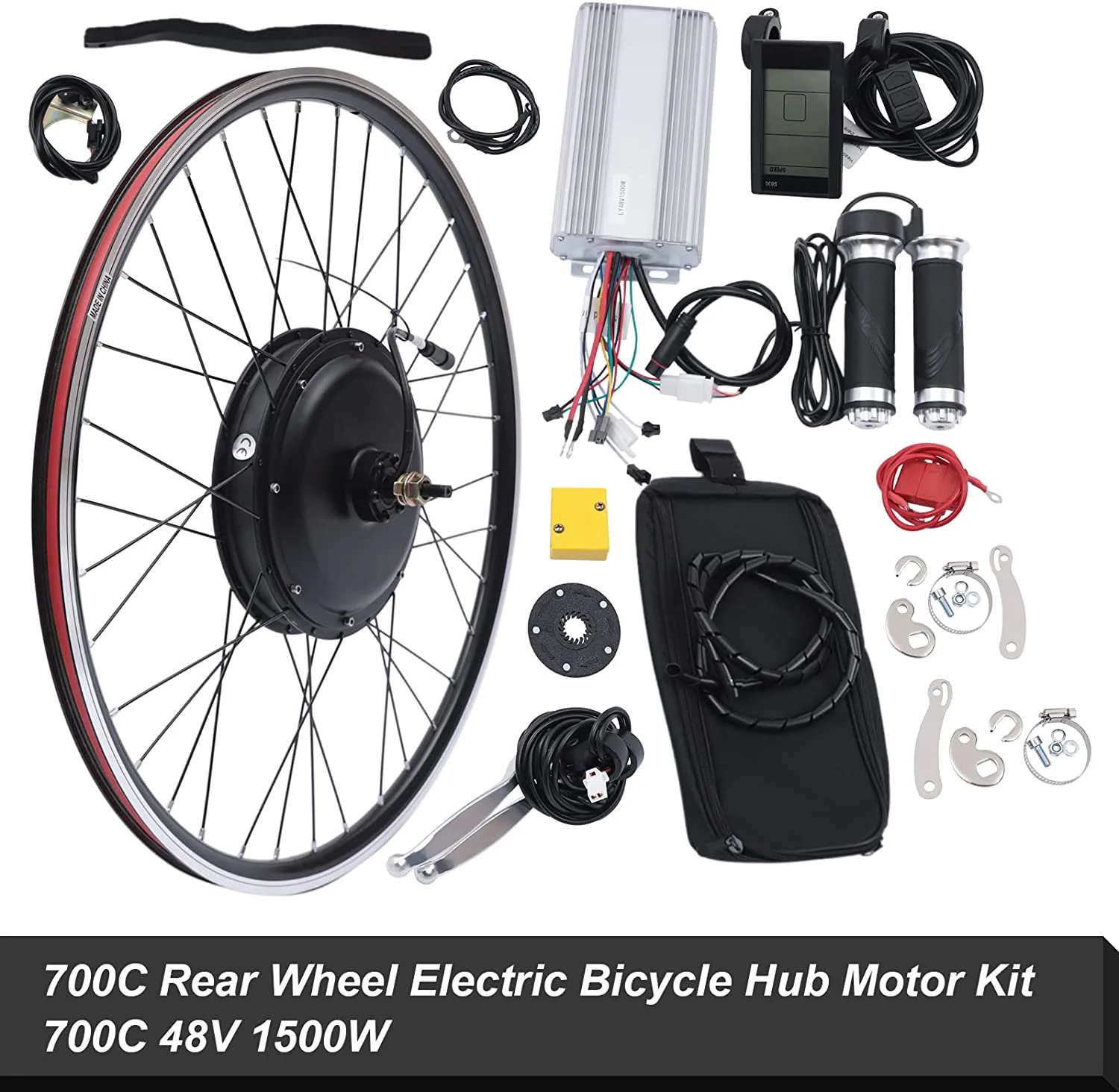 Miumaeov 700C 1000W LCD Display PAS System 48V Electric Bicycle Rear Wheel Retrofit Kit