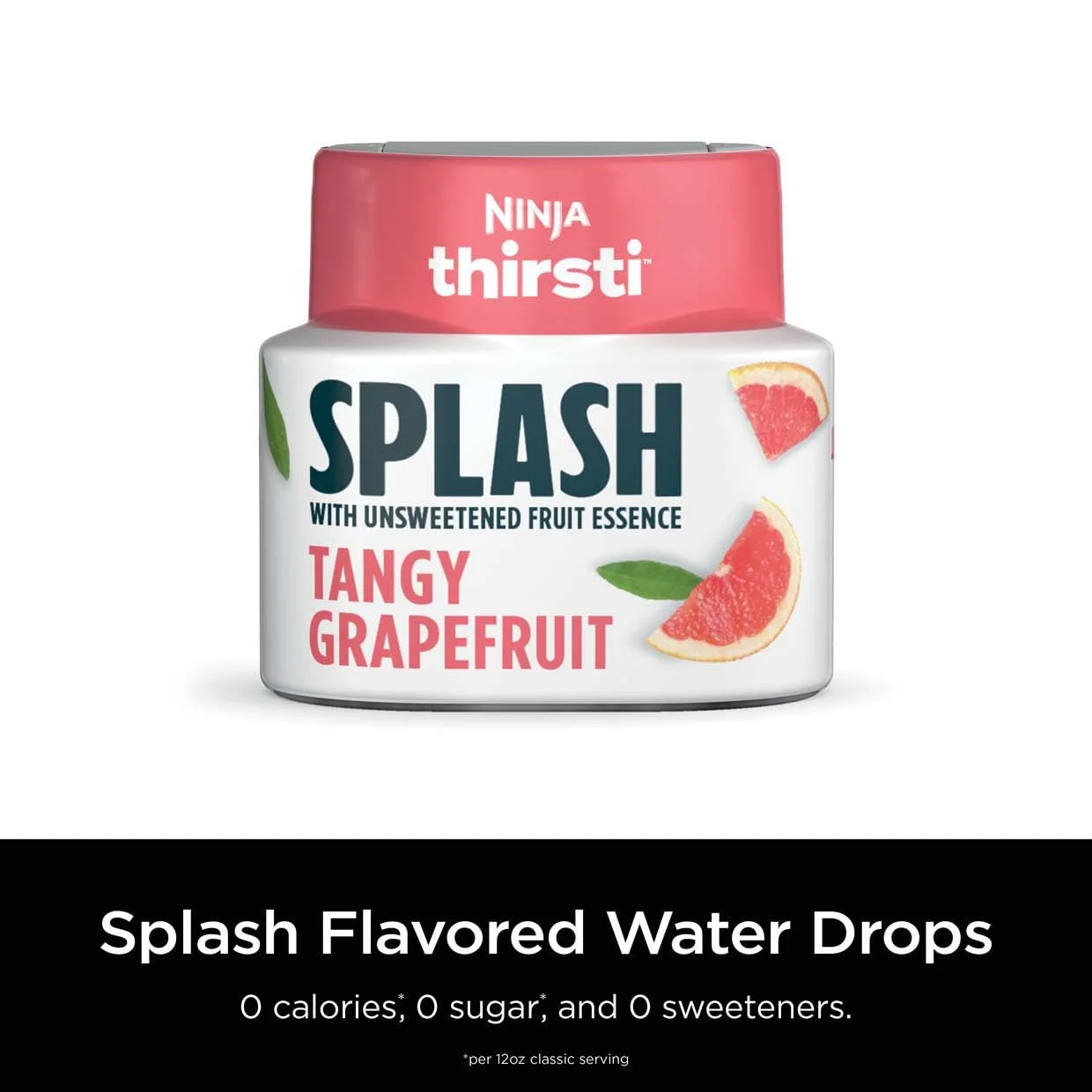Ninja Thirsti Flavored Water Drops, SPLASH With Unsweetened Fruit Essence, Tangy Grapefruit, 3 Pack, Zero Calories, Zero Sugar, Zero Sweeteners, 2.07 Fl Oz, Makes 20, 12oz Drinks, WCFGPFTAM