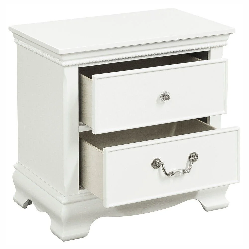 Classic White Finish Full Panel Bed Nightstands Traditional Style 3pc Bedroom Set