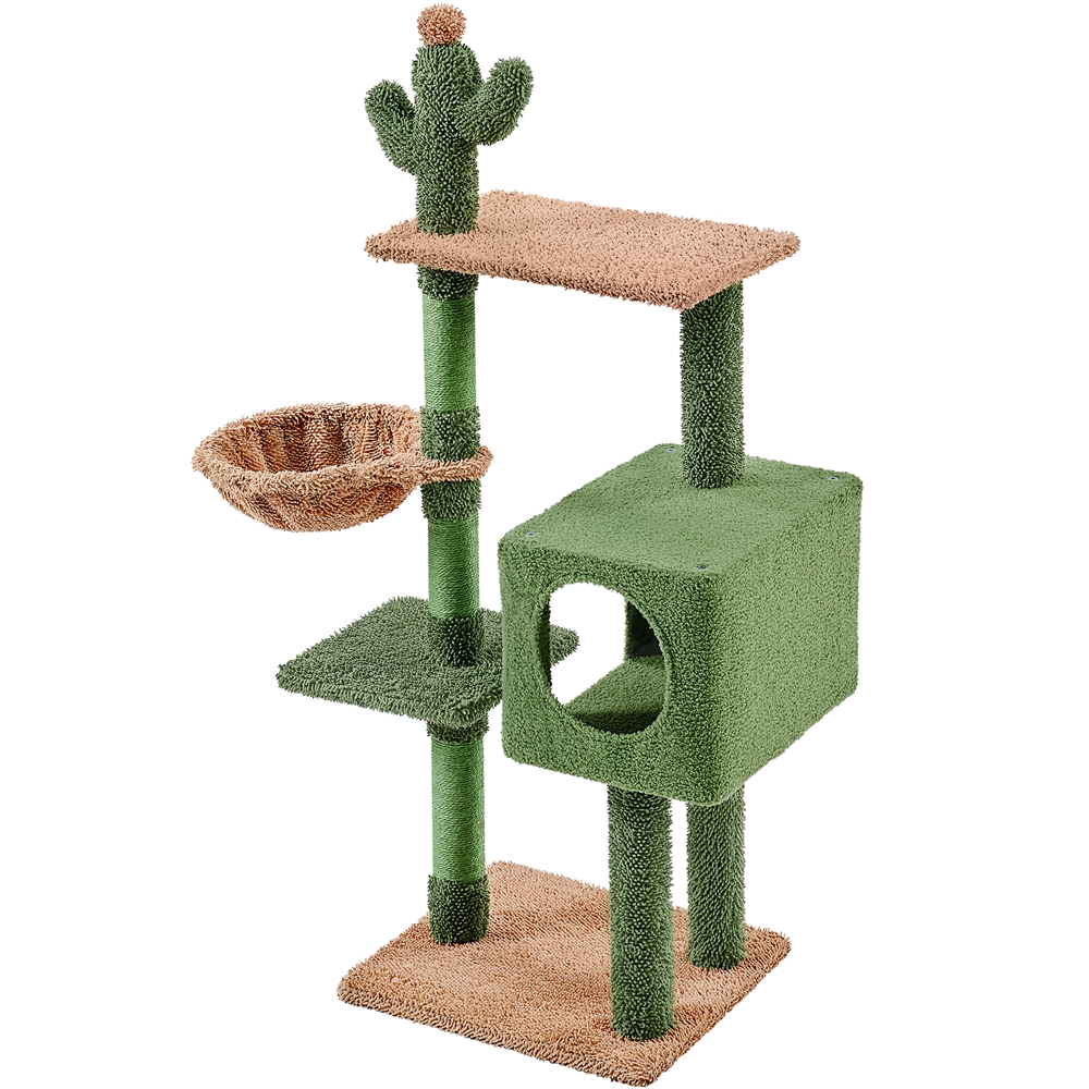 Yaheetech 52.5''H Cactus Cat Tree Condo,Green/Brown