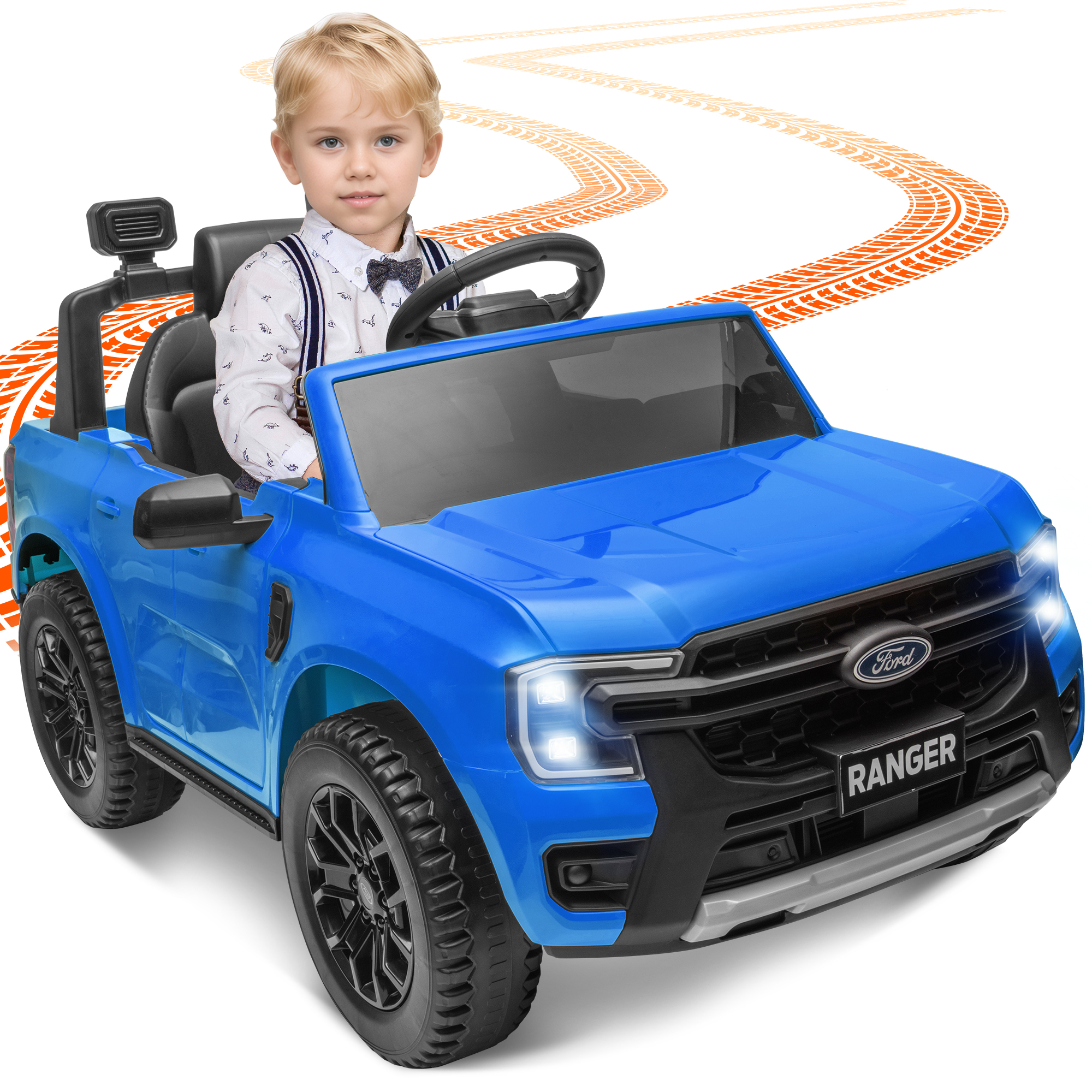 Ride on Cars for Kids, 12V Ford Ranger Powered Ride on Toys with Remote Control, Electric Car for Boy Girl 3-5, Blue