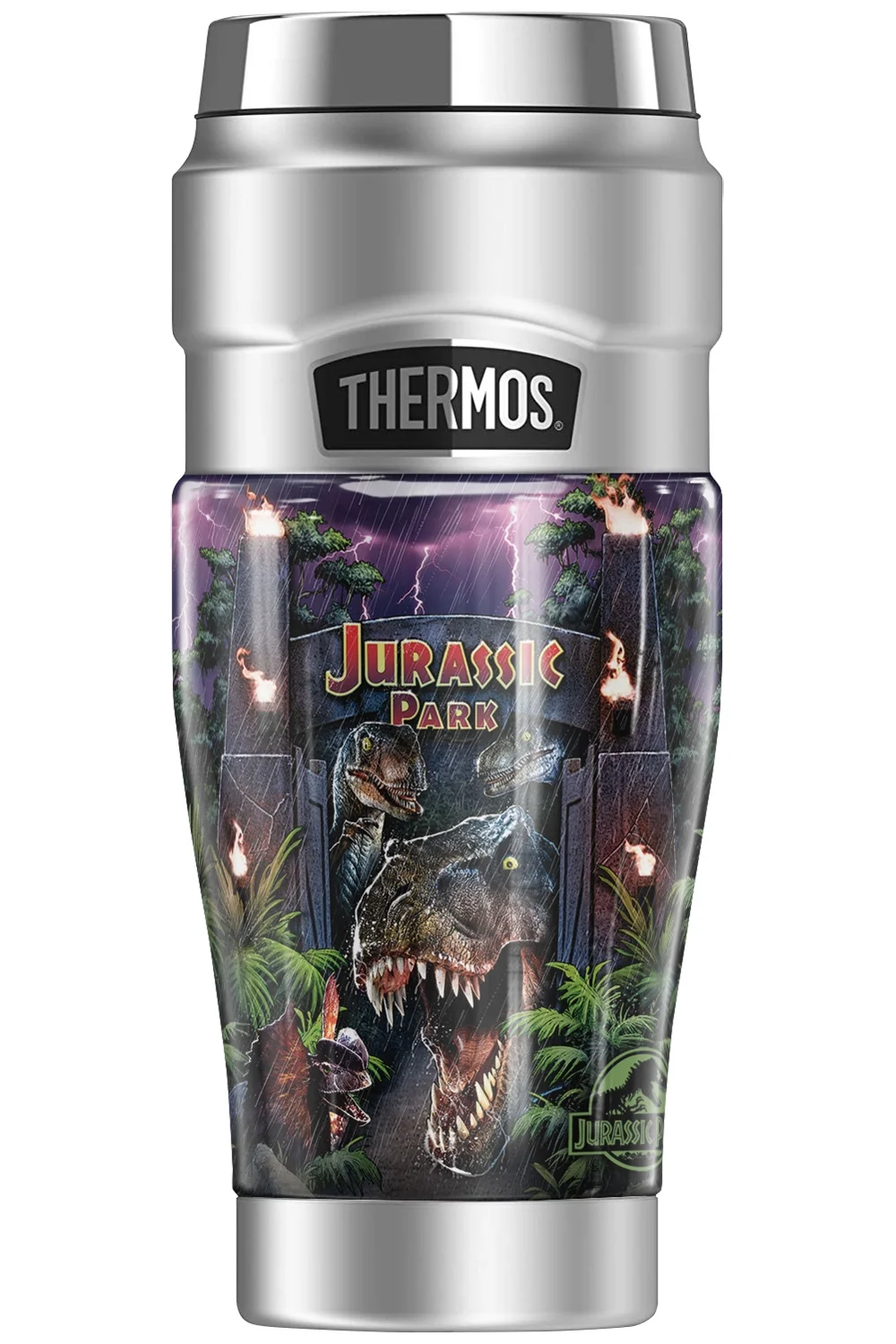 Jurassic Park Welcome To Jurassic Park THERMOS STAINLESS KING Stainless Steel Travel Tumbler, Vacuum insulated & Double Wall, 16oz