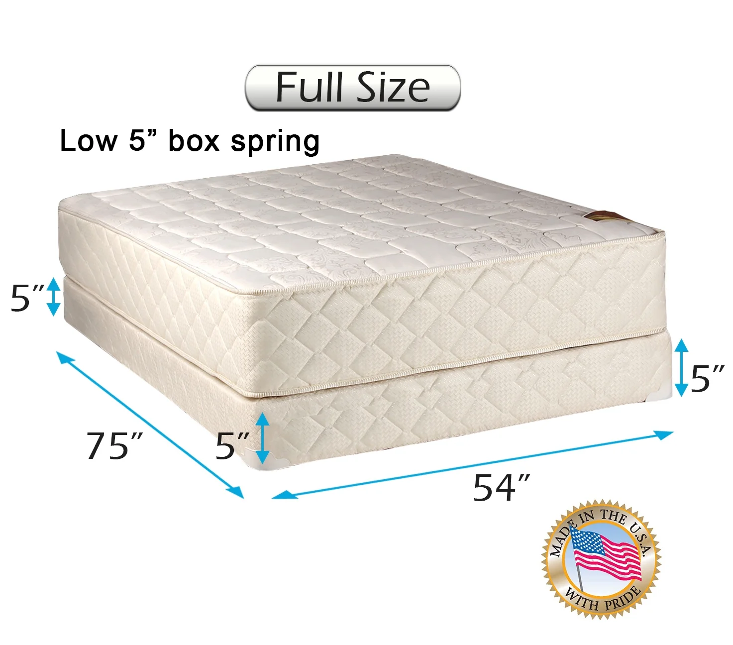 DS USA USA Grandeur Deluxe Two-Sided Full Size Mattress and Low 5