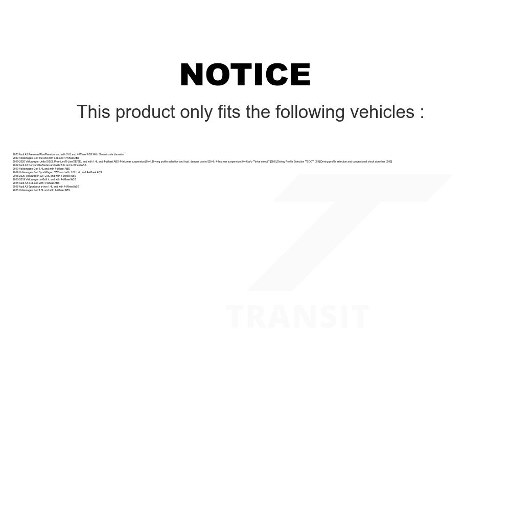 Transit Auto - Rear Wheel Hub Bearing And ABS Sensor Kit For Volkswagen Jetta GTI Audi A3 Golf e-Golf SportWagen Sportback e-tron K7S-100694