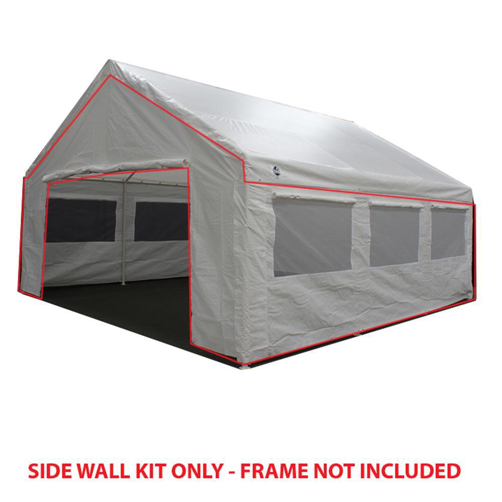 King Canopy 18' x 20' Carport Canopy Sidewall Kit w/ Flaps and Bug Screen Windows
