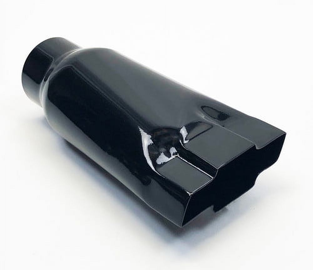 Exhaust Tip Long 3.00" Inlet 4.75" Outlet 9.00" Long Chevy Gloss Black Bowtie Stainless Wesdon Exhaust Tip