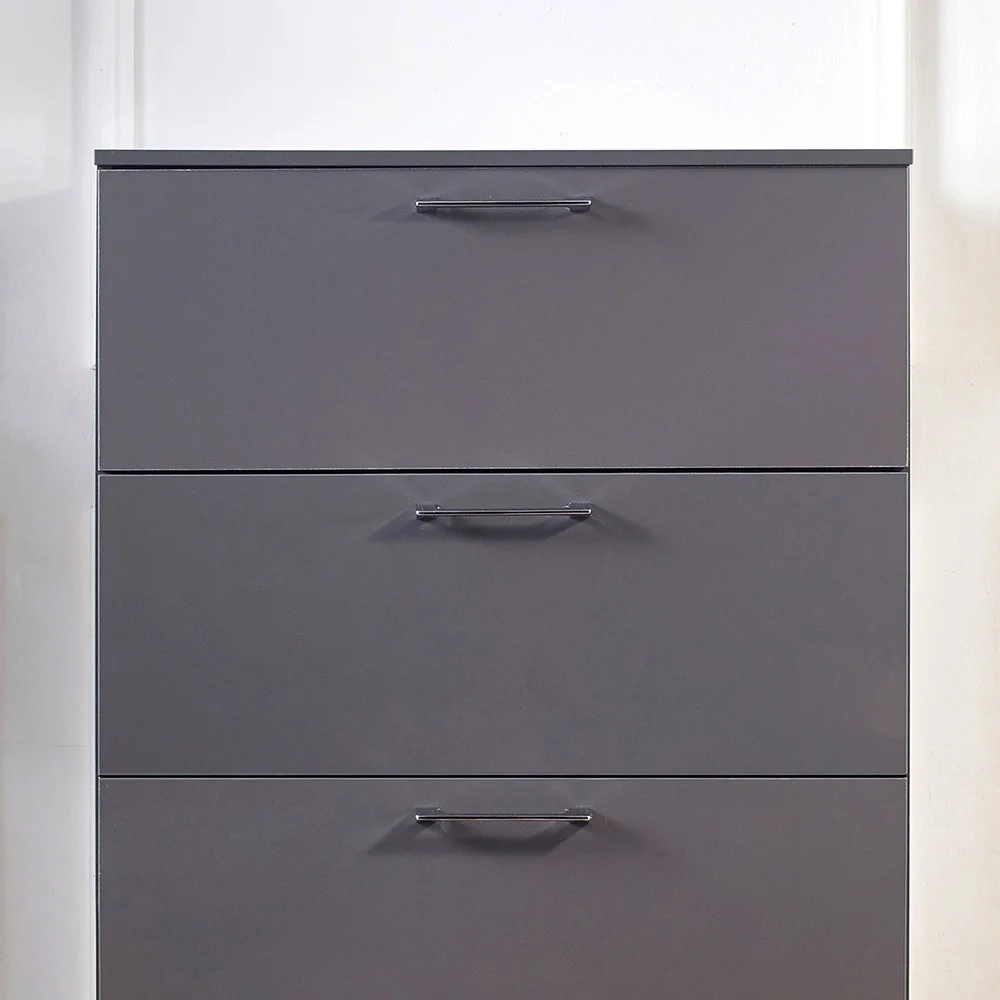 Artlia Glossy Four-Drawer Jumbo Chest in Dark Gray