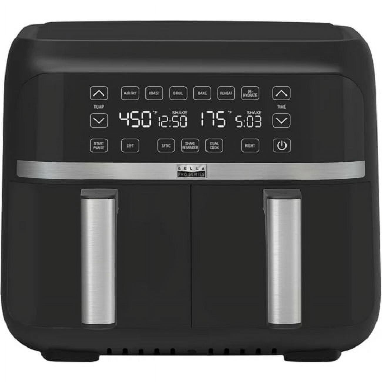 Bella 90135 Pro Series 8-qt. Digital Air Fryer with Dual Baskets Matte Black (bb)