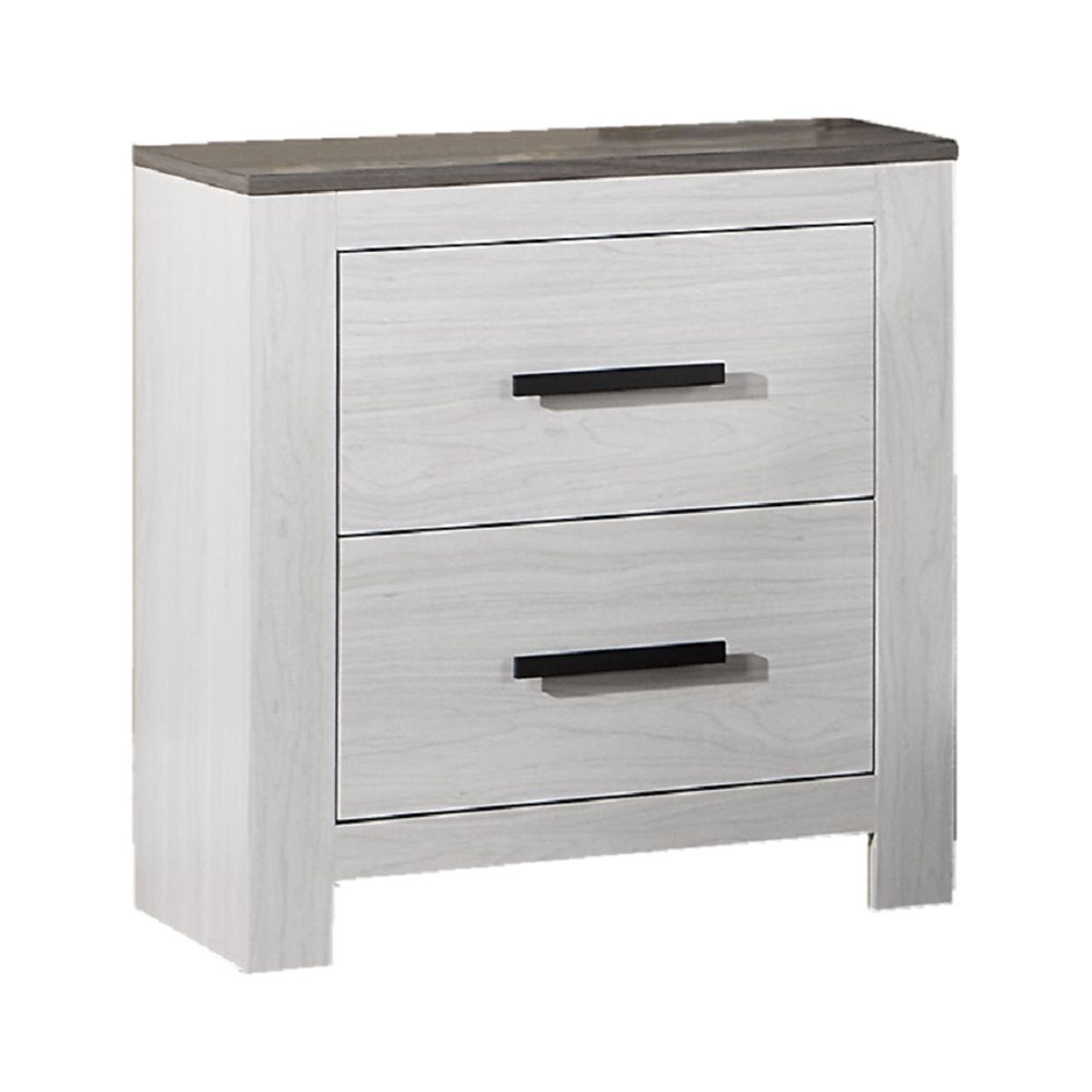 CoSoTower White Color 1pc Nightstand Paper Veneer Bedroom Furniture 2-Drawers Bedside Table