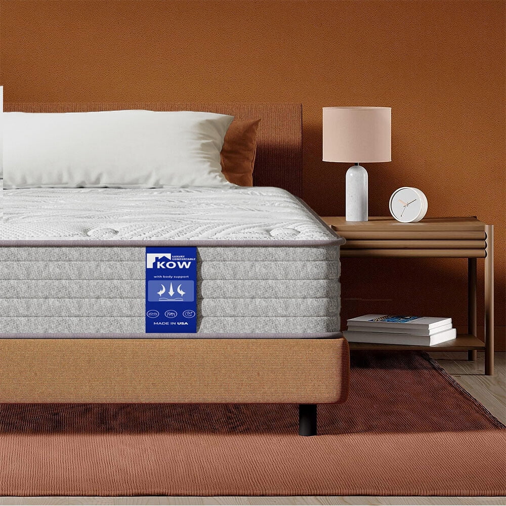 KOW® 12 inch Hybrid Mattress King, Medium Firm innerspring Mattress in a Box, Pressure Relief,Premium Foam and Coils Springs