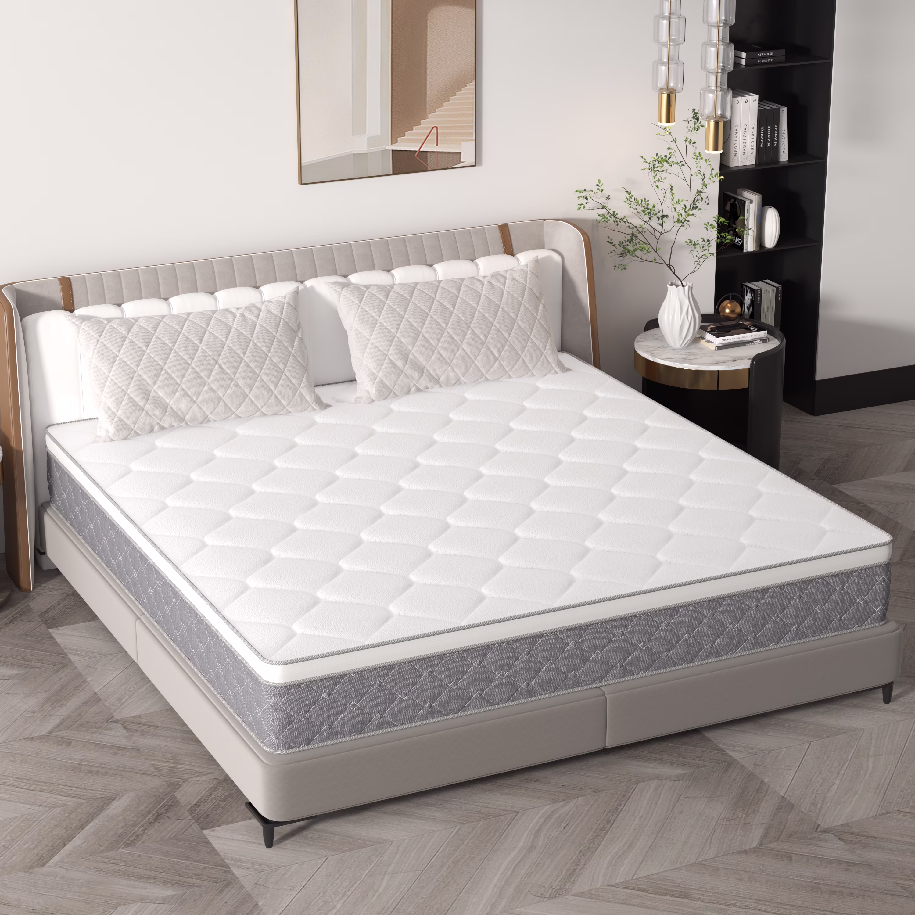 Twin Mattress, 12 inch Pocket Springs with Gel Memory Foam, Hybrid Mattresses in a Box
