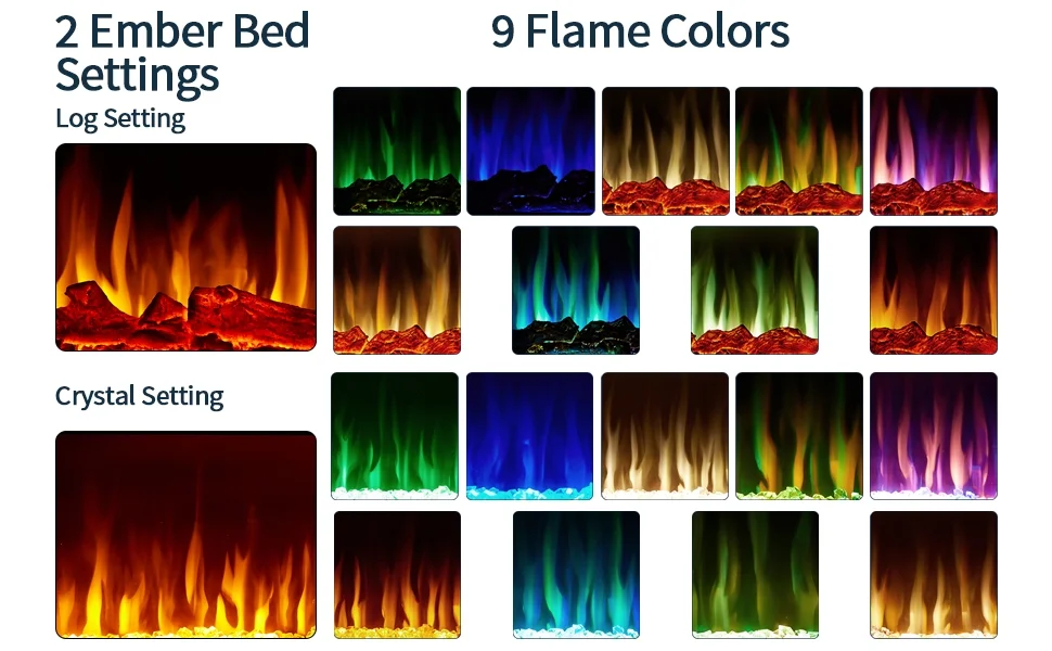 Danrelax 36'' Recessed Mounted Electric Fireplace Insert, 750/1500W