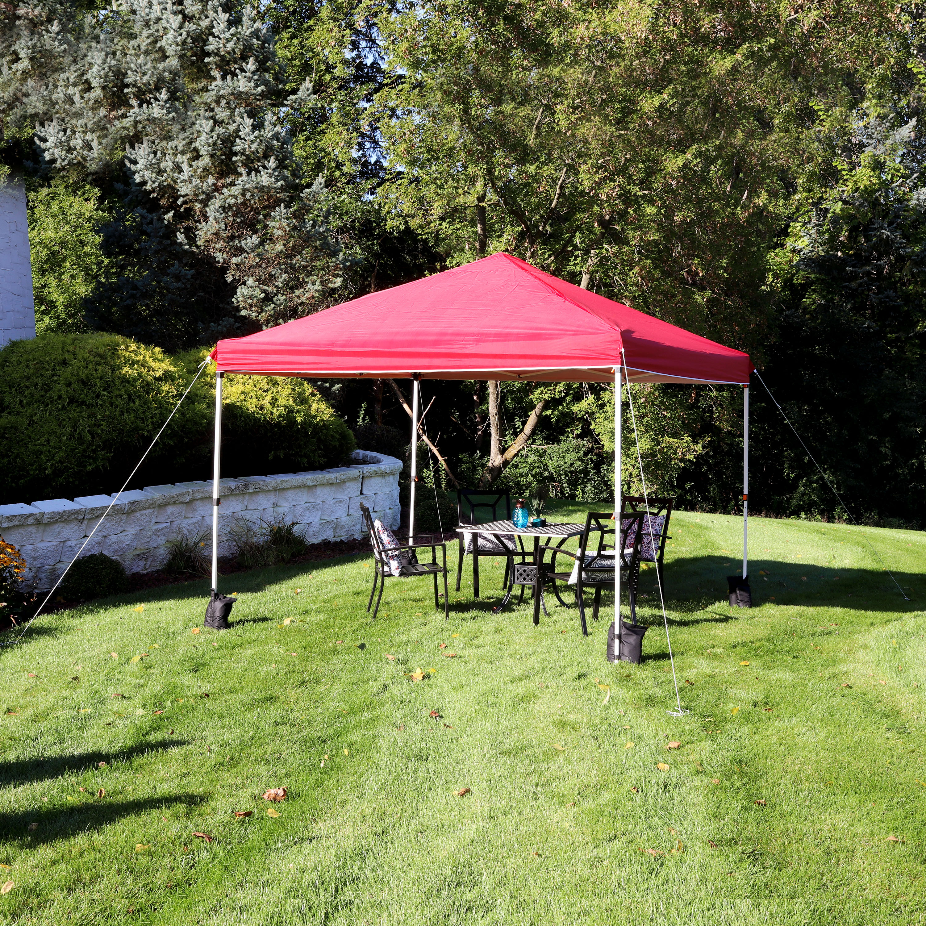 Sunnydaze Standard Pop-Up Canopy with Carry Bag and Sandbags -  10' x 10' -  Red